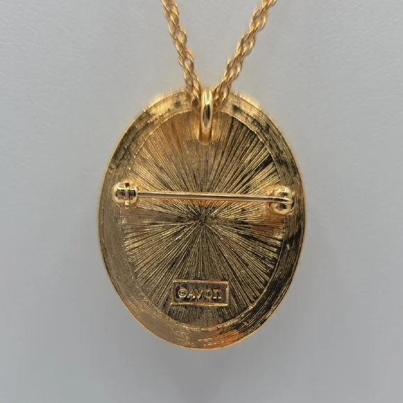 Avon Gold Cameo Pendant Necklace And Pin - Picture 6 of 11